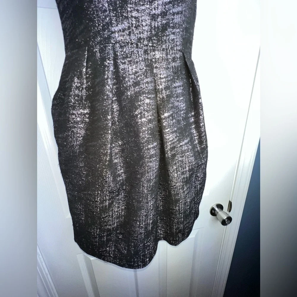Club Monaco Women’s 2 A-Line Black Pink Pleated Cocktail Dress Silk Chiffon XS